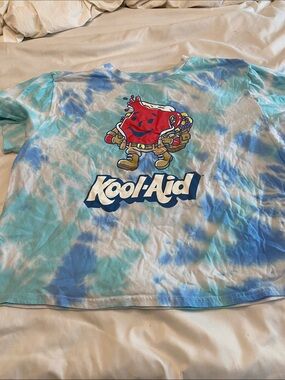 Kool-Aid Tie-Dye Crop Tee in Blue & White